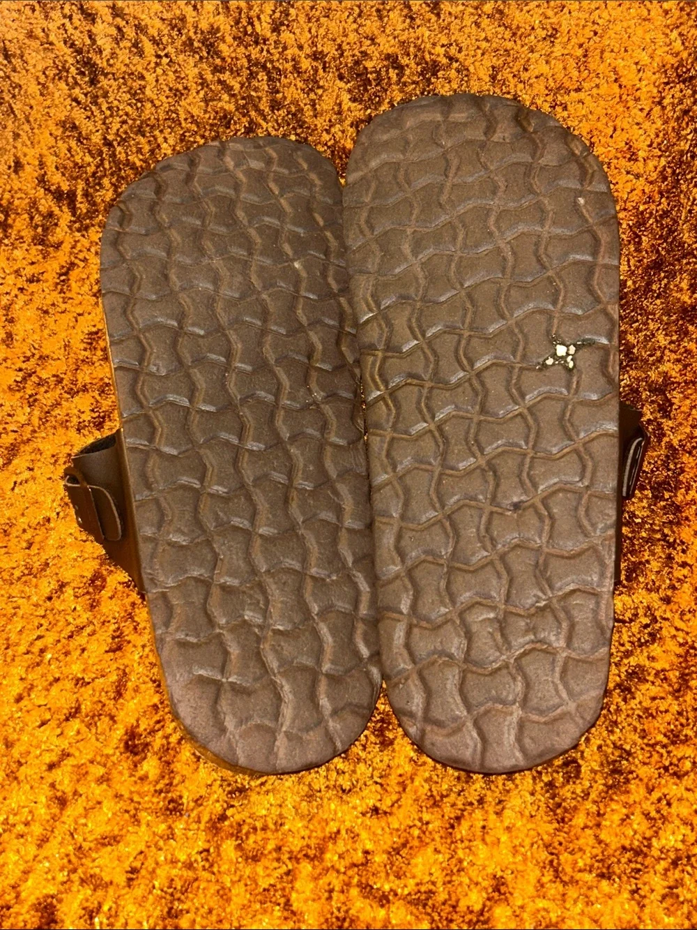 Comfort Footbed Toe-Post Sandals in Black with Adjustable Buckle